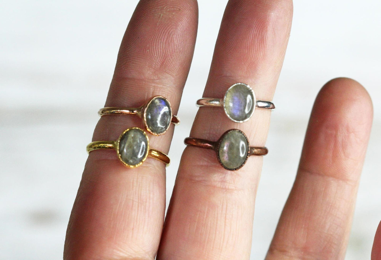 Labradorite Ring - Purple Labradorite Jewelry - Crystal Ring