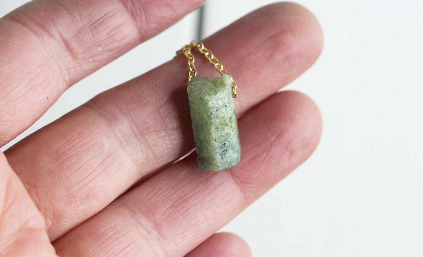 Raw Aquamarine Necklace - Raw Crystal Pendant - Sterling Silver - March Birthstone