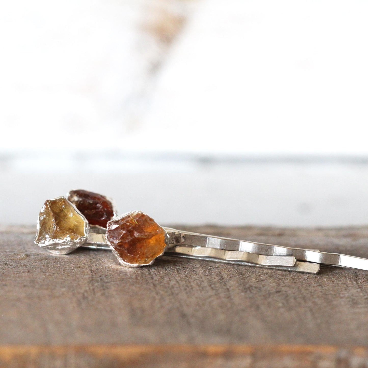 Raw Citrine Bobby Pin - Crystal Hair Jewelry - November Birthstone