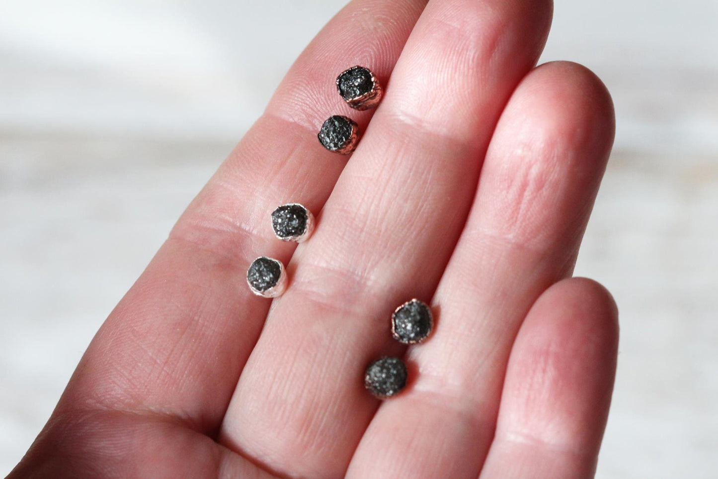 Raw Diamond Earrings - Conflict Free Diamond Studs - April Birthstone Jewelry - Gold Post Earrings - Simple Earrings