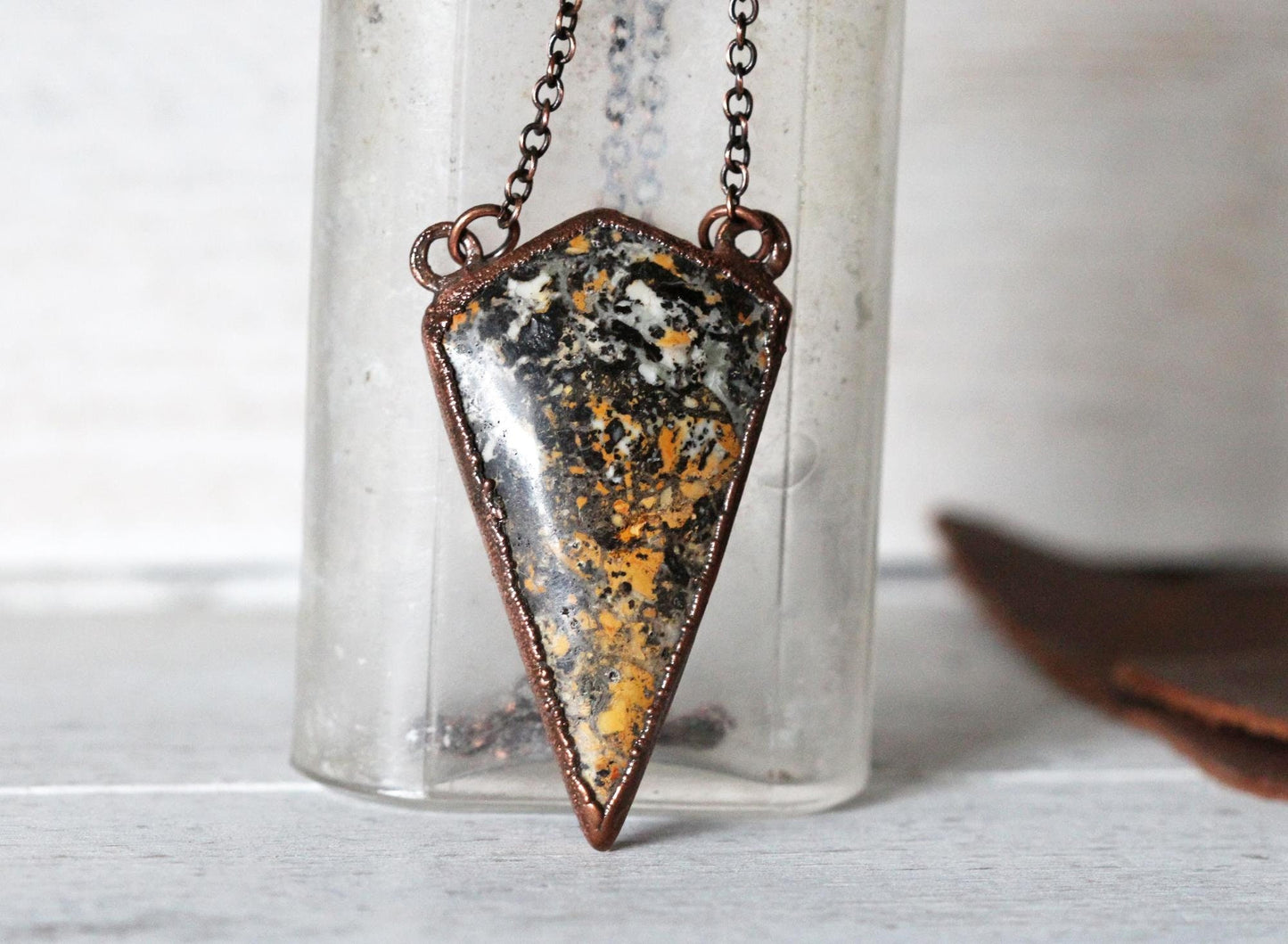 Magnesite Necklace - Copper Necklace - Electroformed Copper