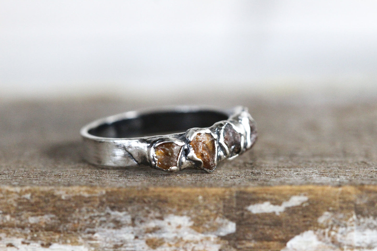 Raw Amber Ring - Baltic Amber Jewelry - Multi Stone Ring - Natural Amber Stone