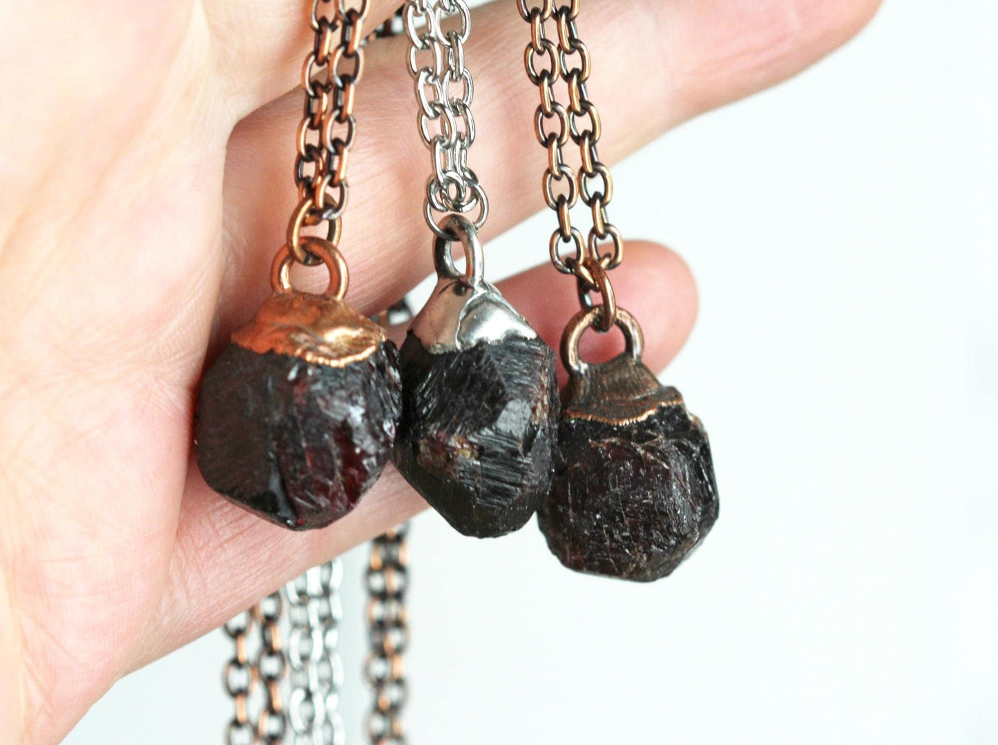 Garnet Necklace - Raw Garnet Pendant - Large Gemstone - January Birthstone - Raw Crystal Necklace