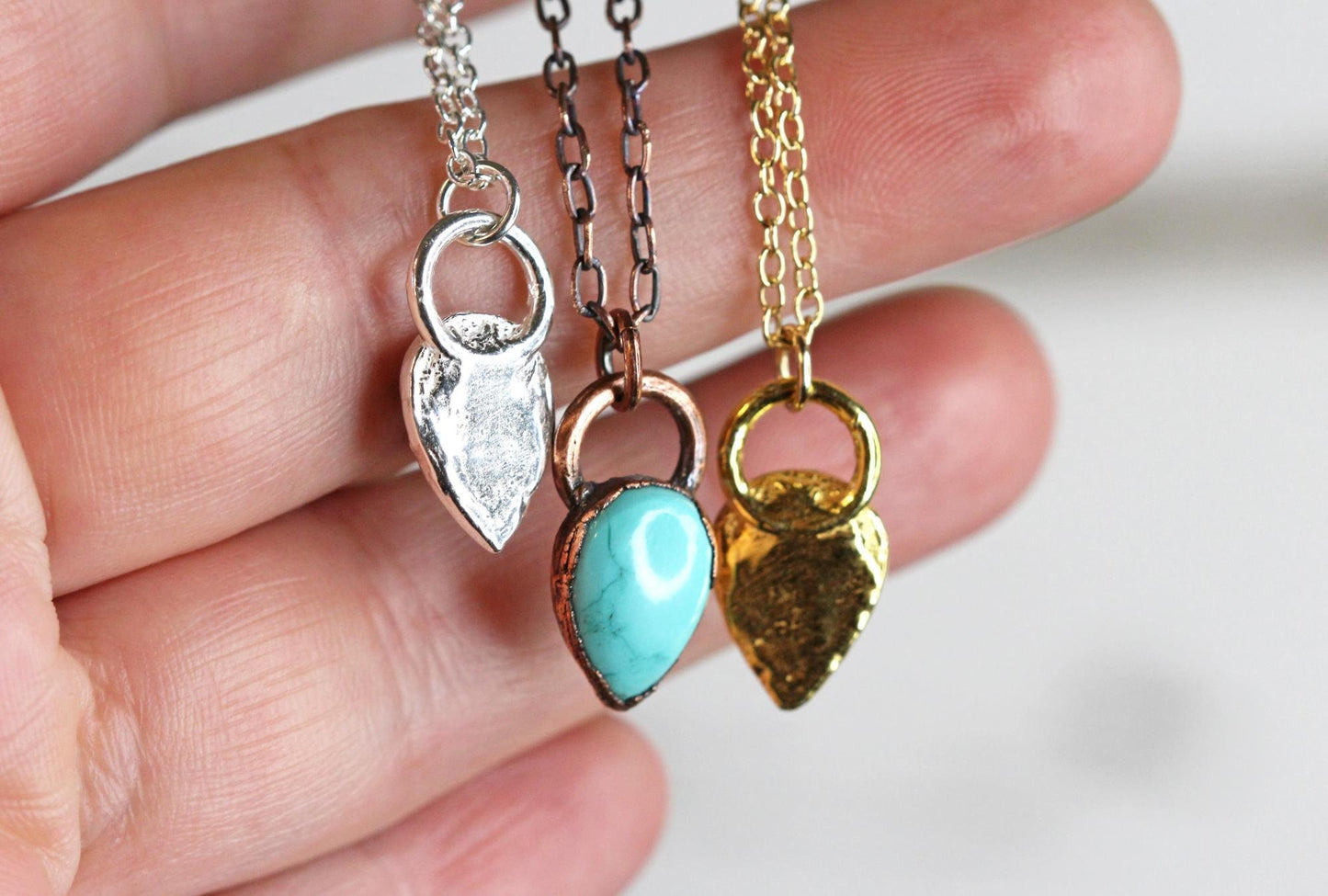 Turquoise Necklace - Dainty Polished Stone Pendant - December Birthstone Jewelry