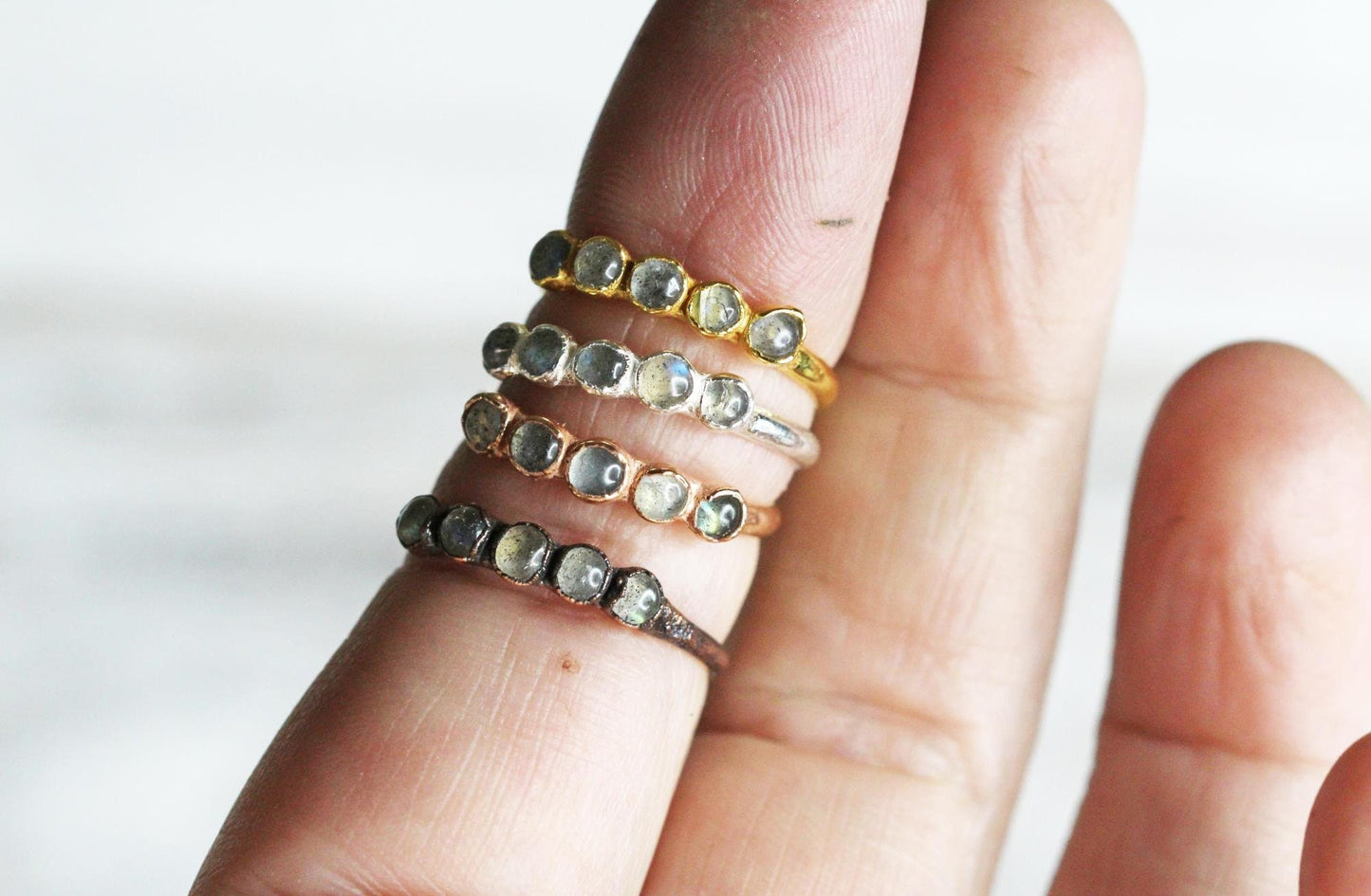 Labradorite Ring - March Birthstone - Multi Stone Ring