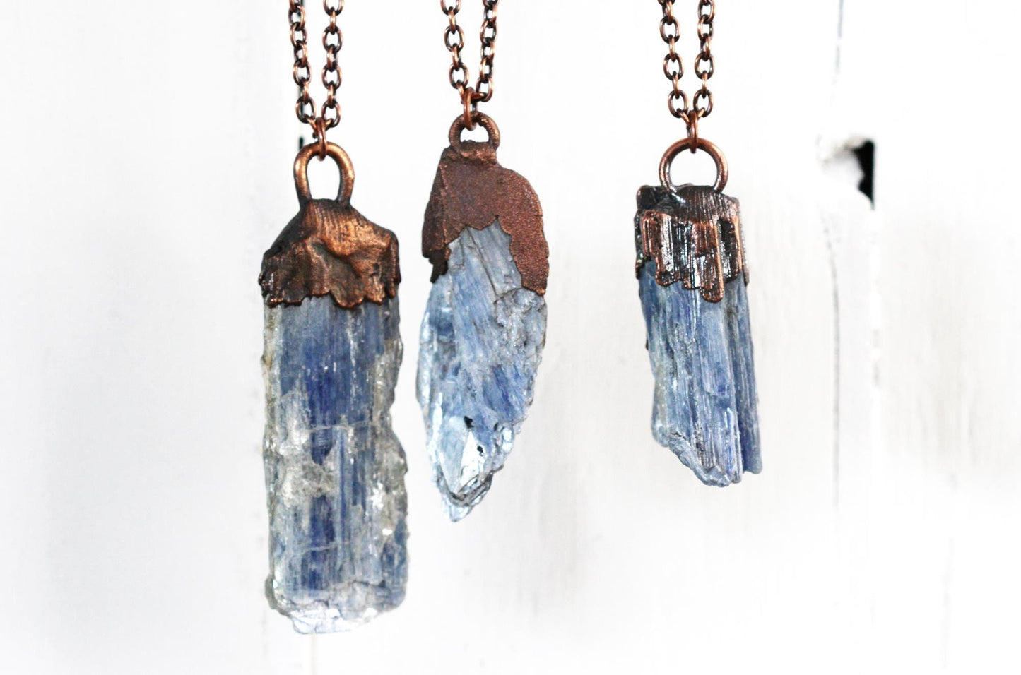 Kyanite Pendant - Electroformed Necklace - Raw Blue Crystal - Blue Kyanite Jewelry - Kyanite Shard