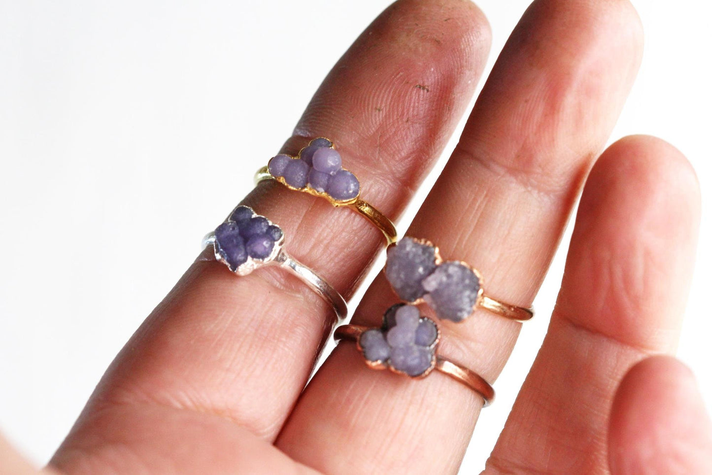 Grape Stone Ring - Grape Agate Jewelry - Electroformed Ring