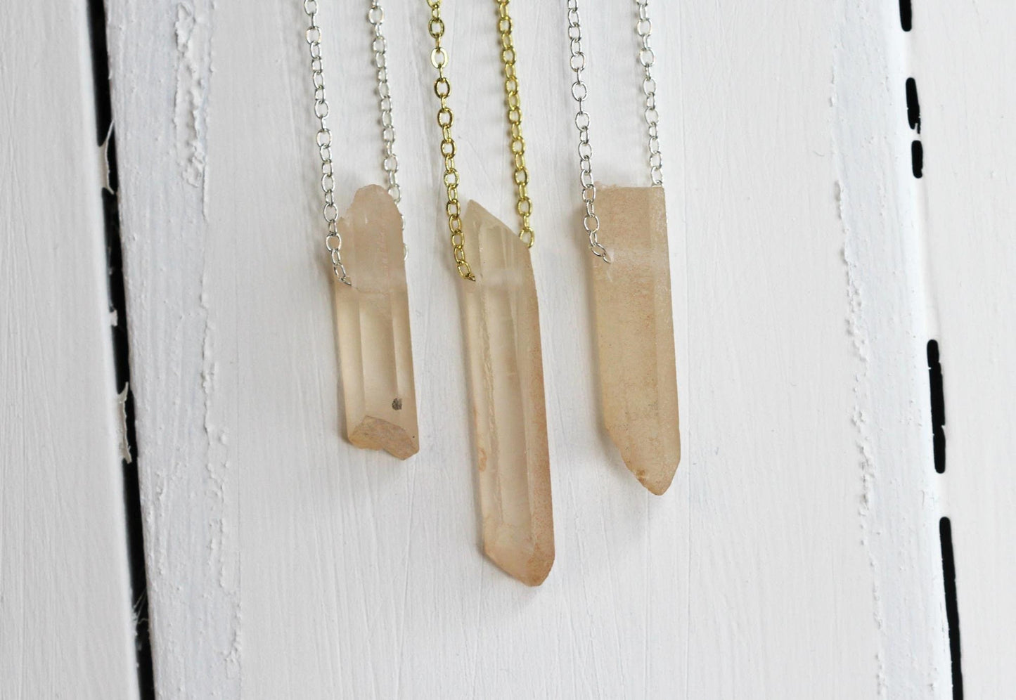 Raw Crystal Pendant - Beaded Quartz Point Necklace - Sterling Silver - Gold filled Jewelry