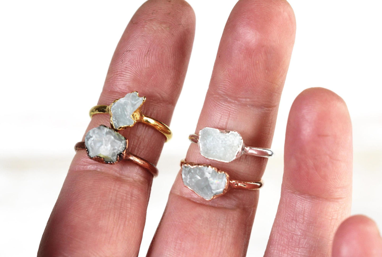 Celestite Ring - Raw Stone Stacker - Natural Stone Jewelry