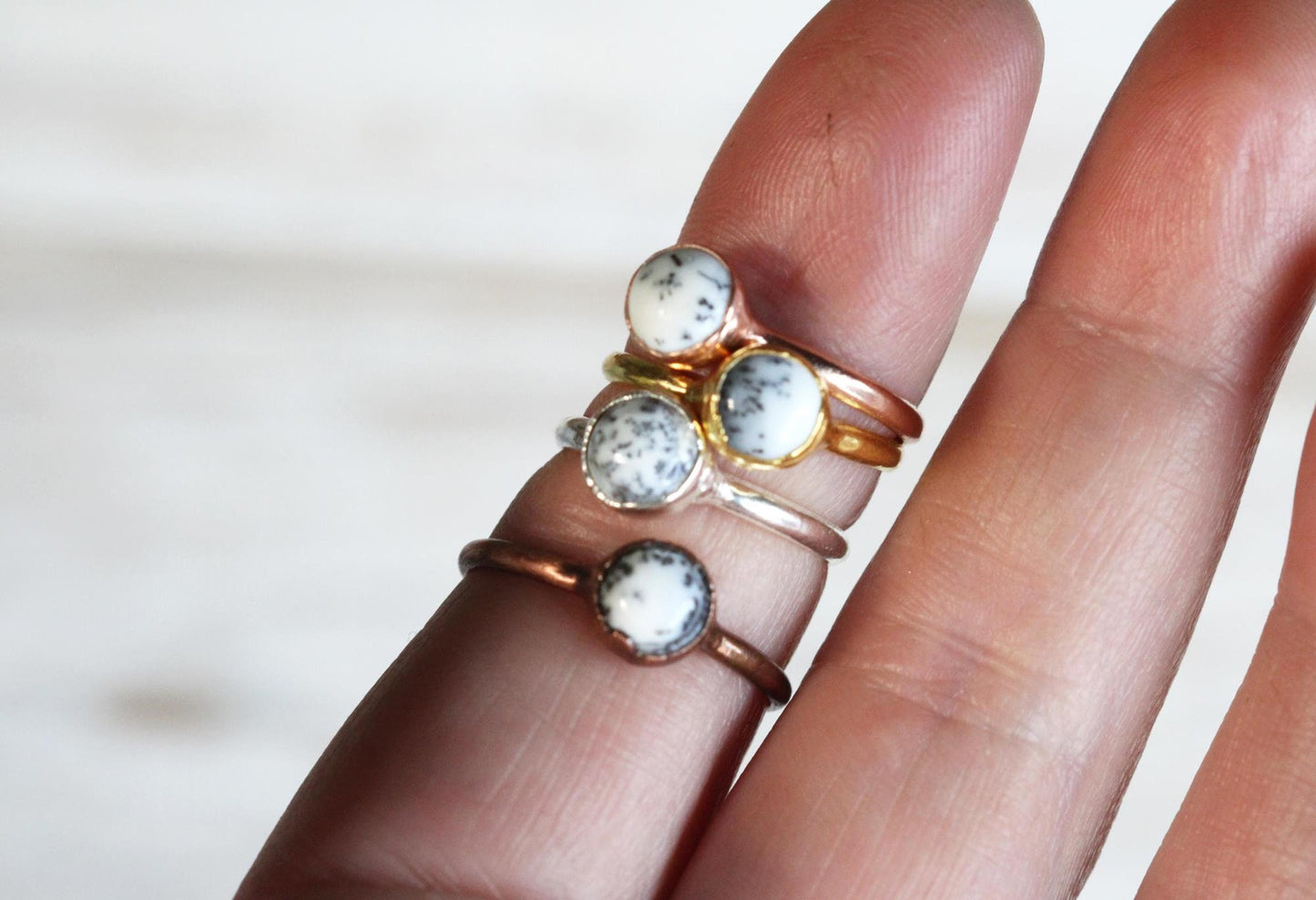 Dendritic Opal Ring - Merlinite Stone - Electroformed Jewelry