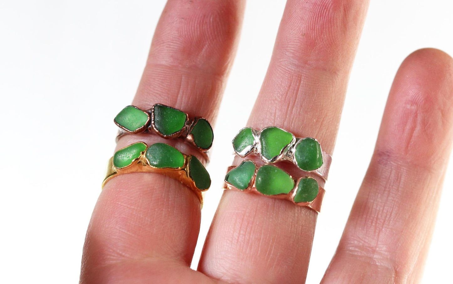 Sea Glass Ring - Beach Glass Jewelry - Emerald Green