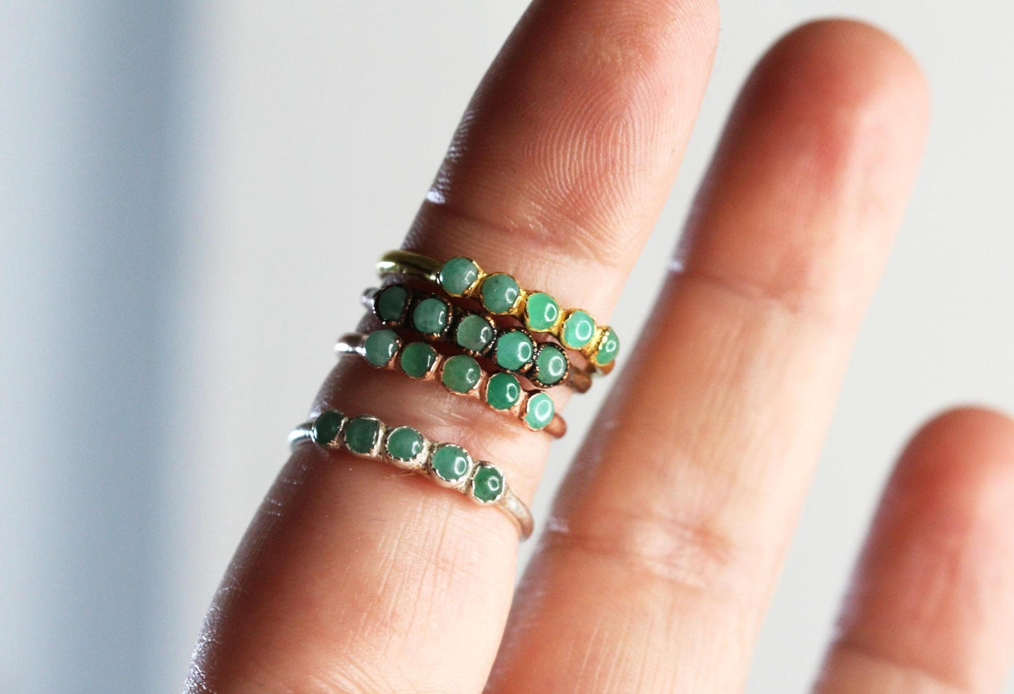 Emerald Ring - May Birthstone - Multi Stone Copper Ring