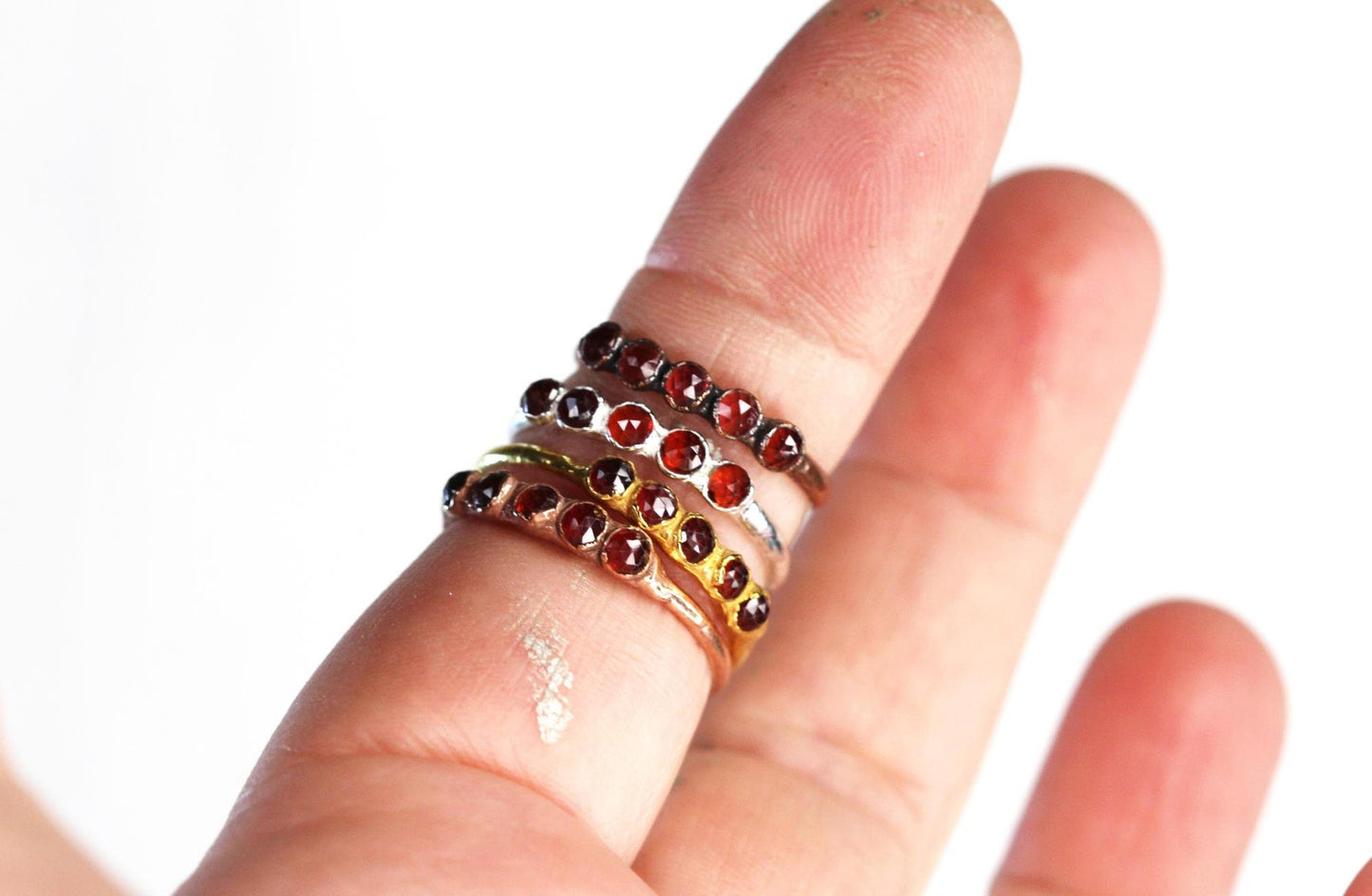 Garnet Ring - January Birthstone - Multi Stone Stacker