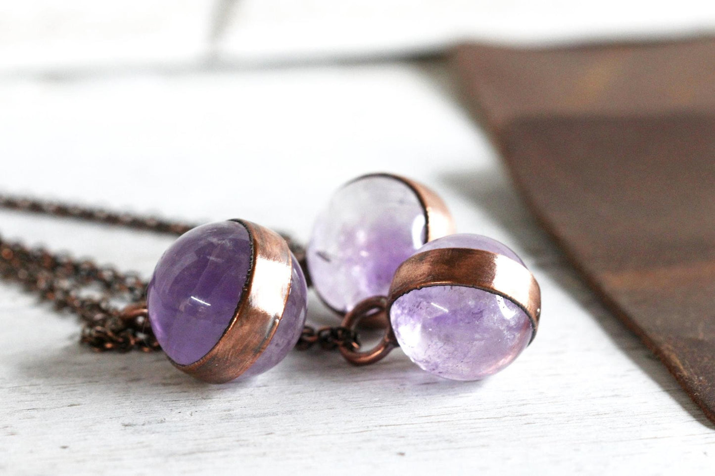 Amethyst Sphere Necklace - Crystal Ball Pendant - Crystal Orb