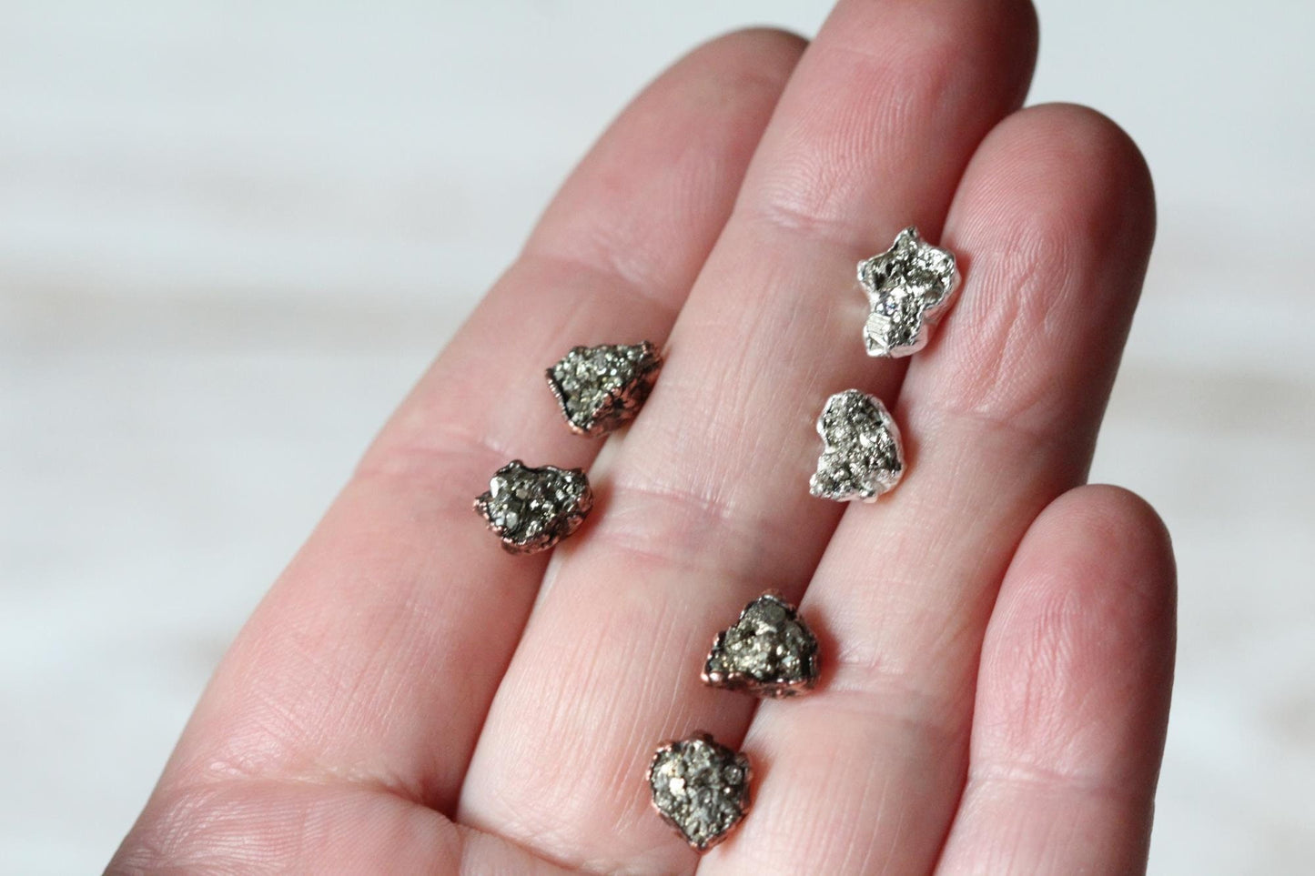 Pyrite Stud Earrings - Raw Stone Posts - Sterling Silver Earrings - Electroformed Fools Gold