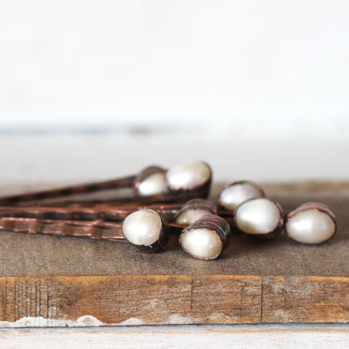 Pearl Bobby Pin - June Hair Pin - Pearl Hair Jewelry - Bridal Hair Accessory - Copper Hair Pin