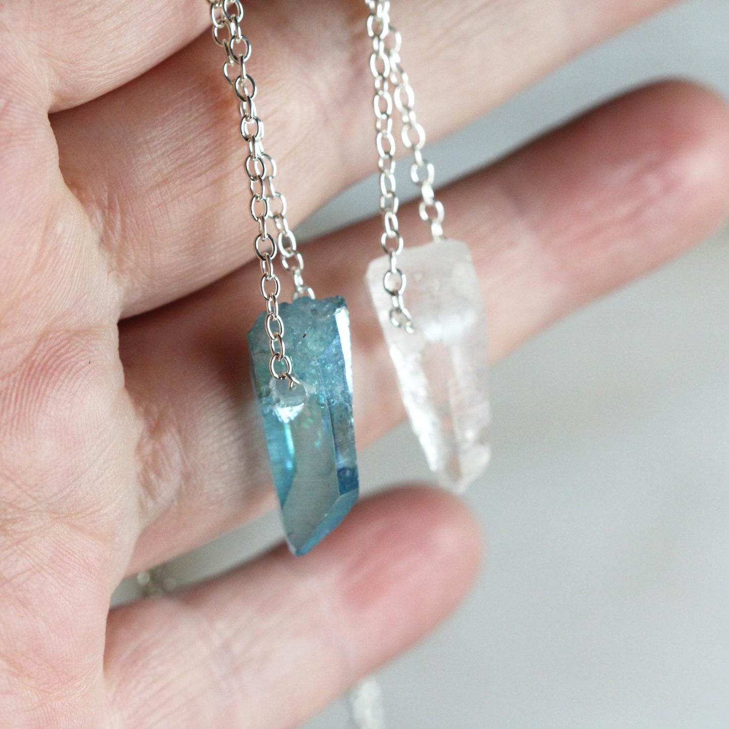 Crystal Pendant - Sterling Silver Chain - Raw Quartz Necklace