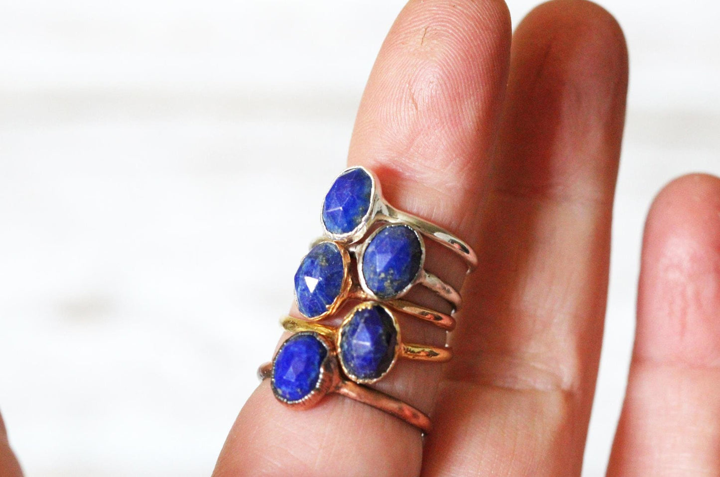 Lapis Lazuli Ring - Faceted Stone Ring - Natural Blue Gemstone