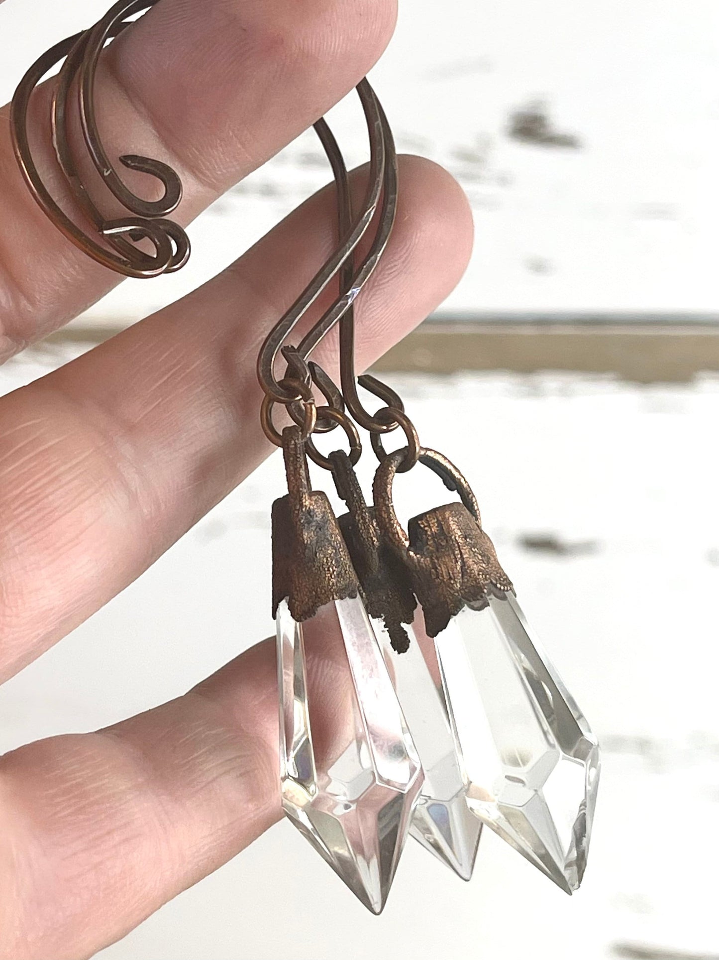 Glass Christmas Ornament - Holiday Decor - Chandelier Ornament - Copper Tree Ornament