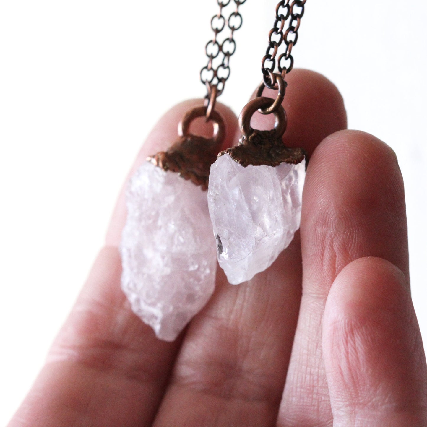 Raw Rose Quartz Necklace - Raw Crystal Pendant - Layering Necklace - Rose Quartz Jewelry