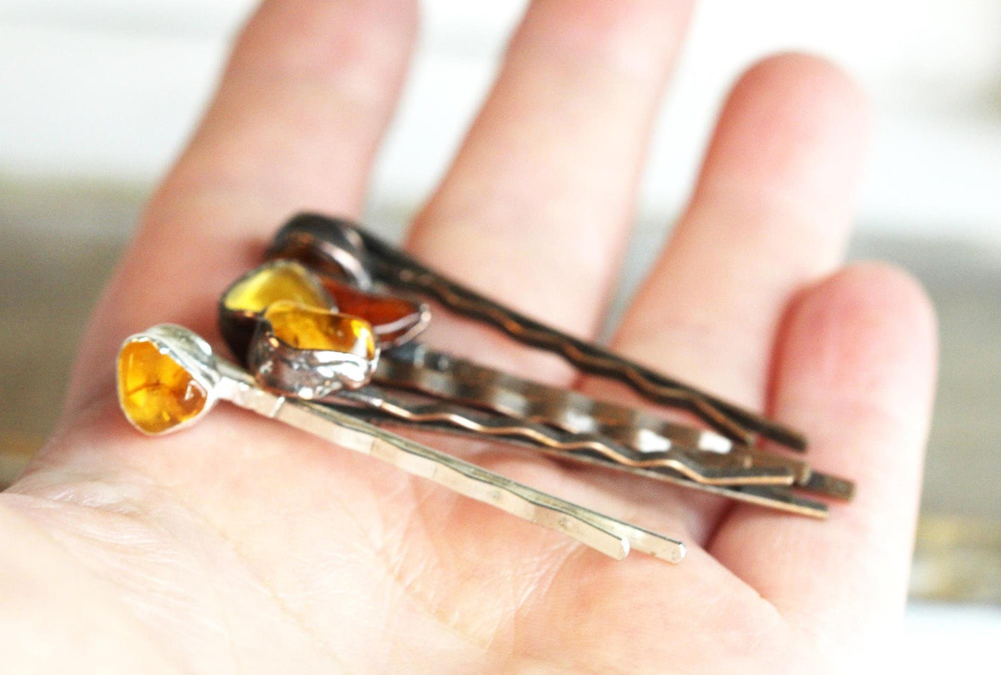Citrine Bobby Pin - Crystal Hair Jewelry - November Birthstone