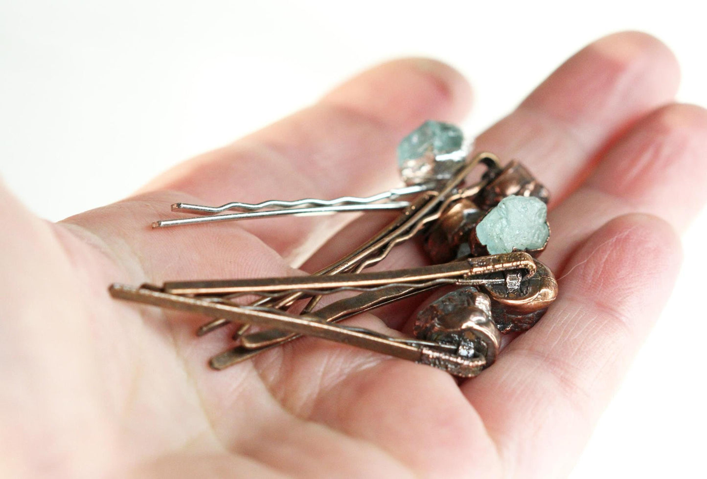 Aquamarine Bobby Pin - Bridal Hair Accessory - March Birthstone - Stone Hair Pin