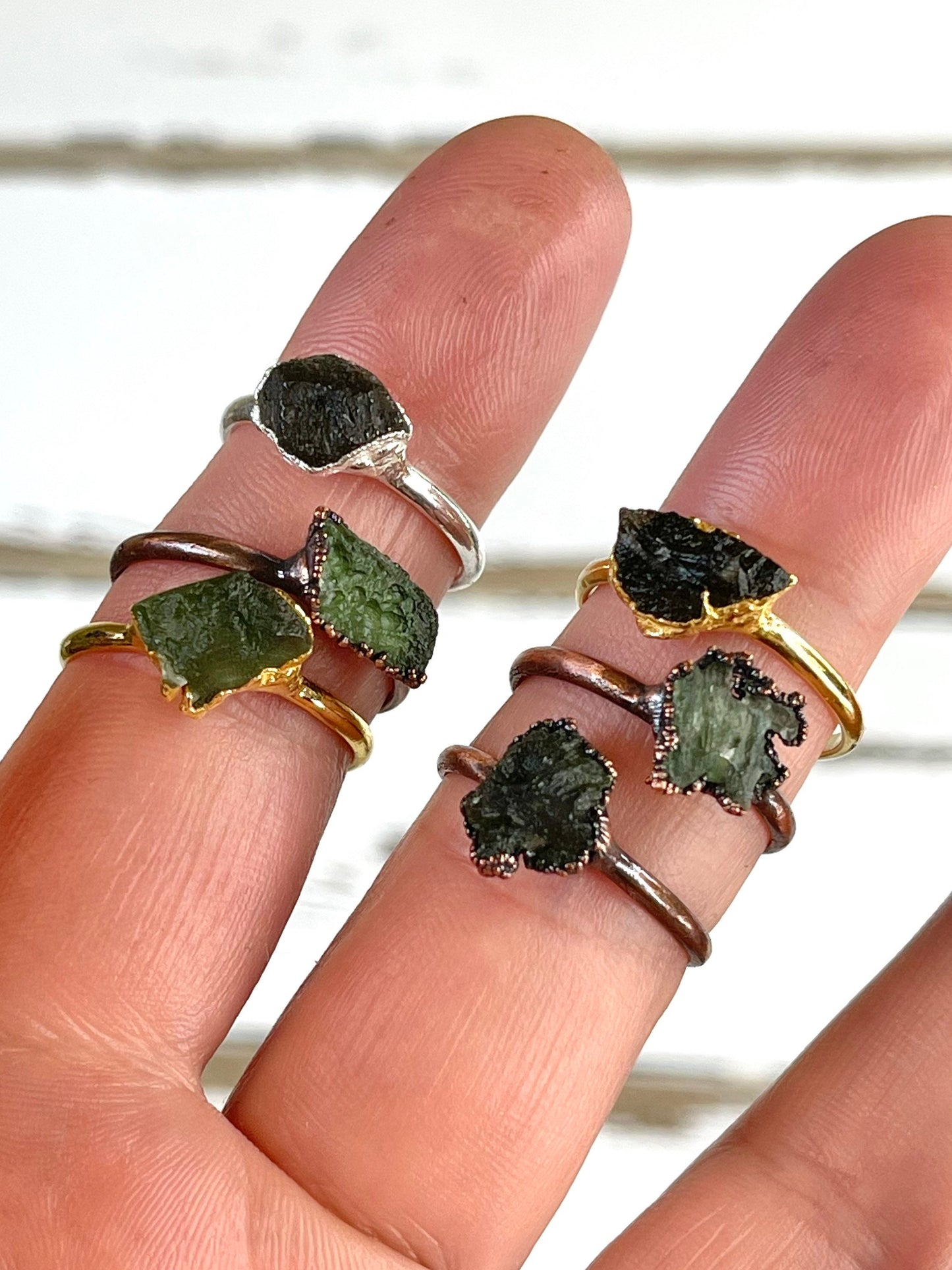 Moldavite Ring - Geekery Gift - Tektite Jewelry