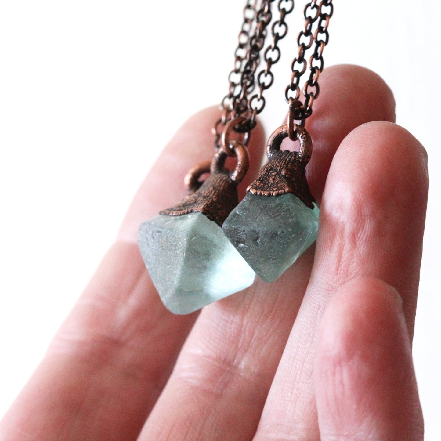 Fluorite Necklace - Fluorite Octahedron Pendant - Raw Crystal Necklace