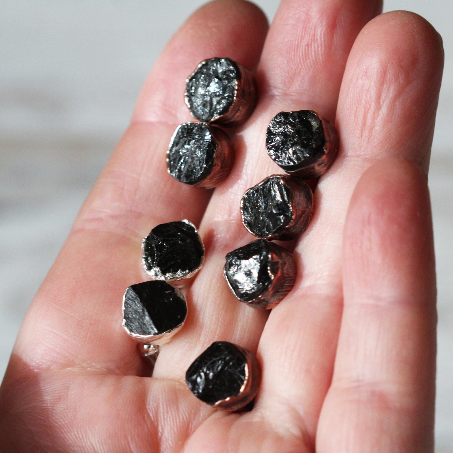 Black Tourmaline Cufflinks - Black Crystal Cuff Links - Gift for Husband