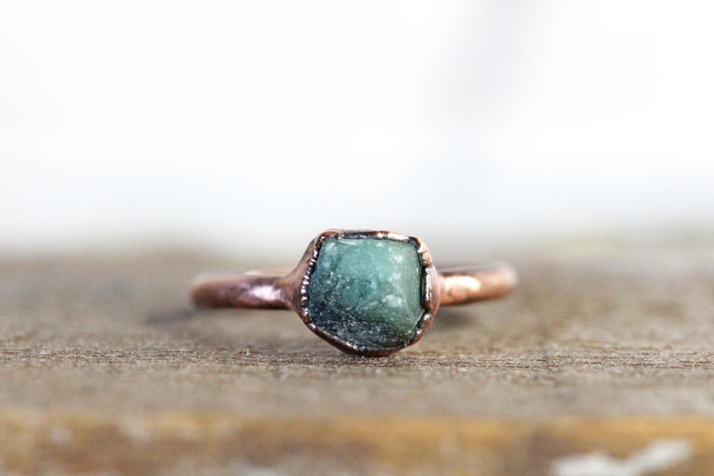 Raw Emerald Ring - May Birthstone Jewelry - Natural Stone Ring