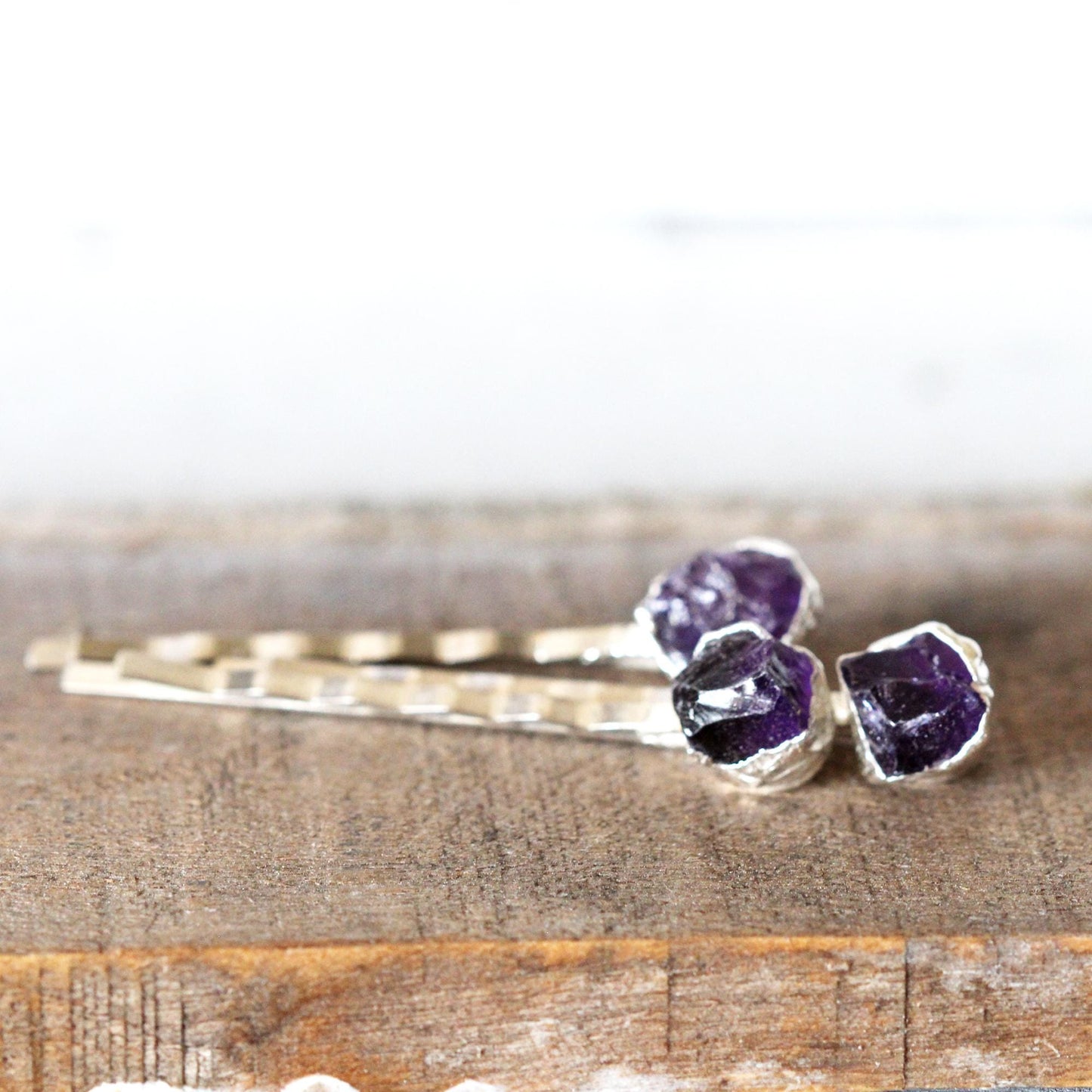 Stone Bobby Pin - Amethyst Hair Pin - Crystal Hair Pin - Purple Crystal - Bridal Hair Accessory