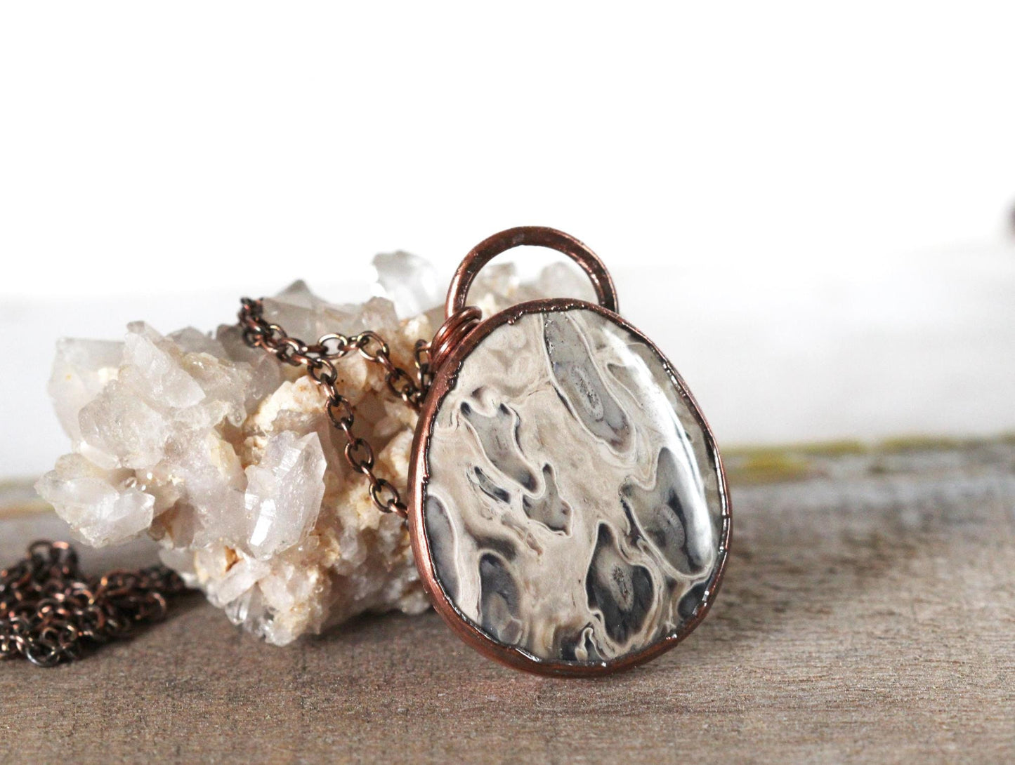 Palm Root Necklace - Petrified Wood Pendant - Fossilized Wood