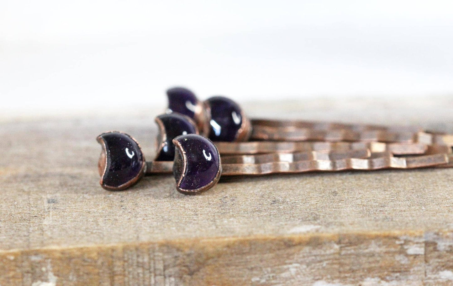 Amethyst Bobby Pin - Crescent Moon Hair Pin - Crystal Hair Pin