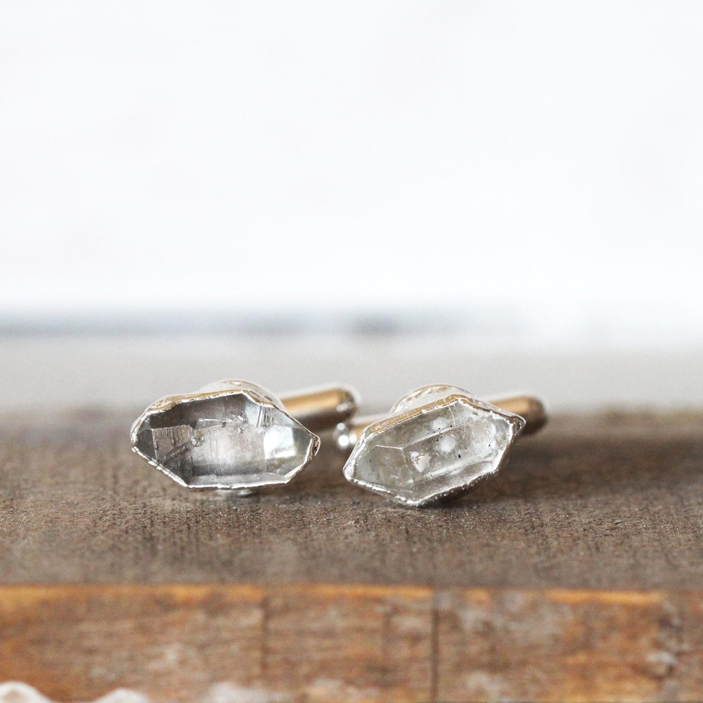 Crystal Cuff Links - Groomsmen Gift - Quartz Crystal Cufflinks