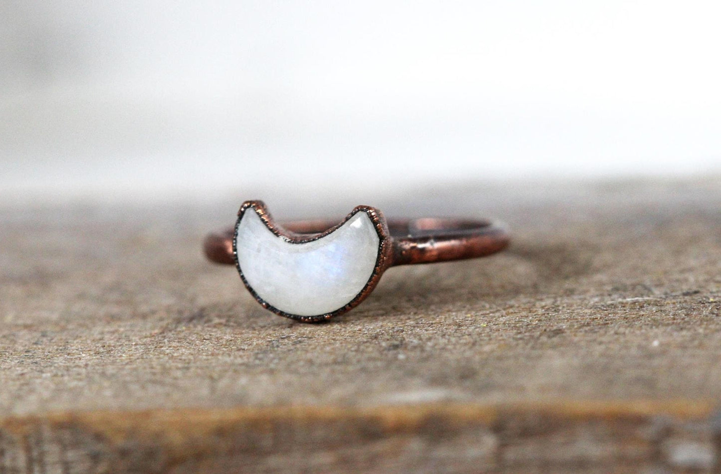 Moonstone Crescent Ring - Moon Phase Jewelry - Celestial