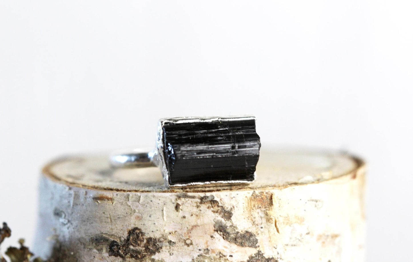 Raw Black Tourmaline Ring - Copper Tourmaline Ring - Black Crystal
