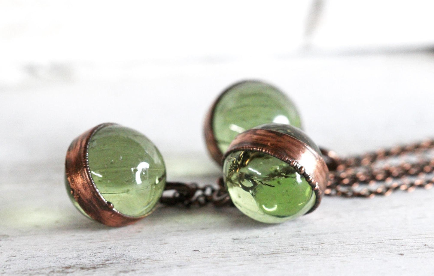 Helenite Pendant - Green Glass Orb Necklace - Mt. St. Helens Jewelry