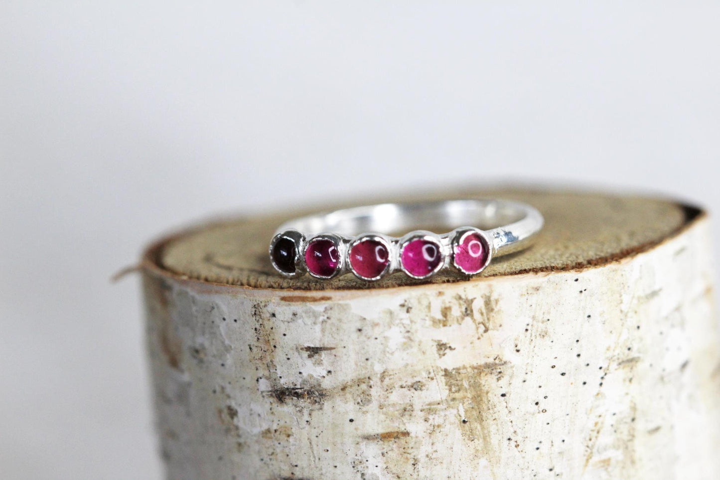 Pink Tourmaline Ring - October Birthstone - Multi Stone Stacker Jewelry