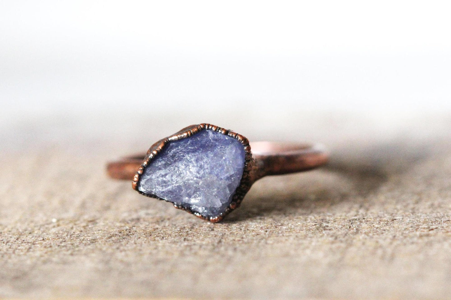Raw Tanzanite Ring - Raw Crystal Jewelry - Natural Blue Stone