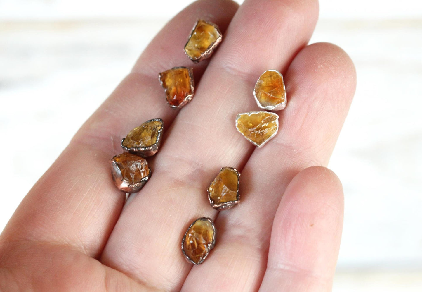 Citrine Earrings - Rough Crystal Studs - November Birthstone Earrings - Raw Crystal Studs - Sterling Silver Post Earrings