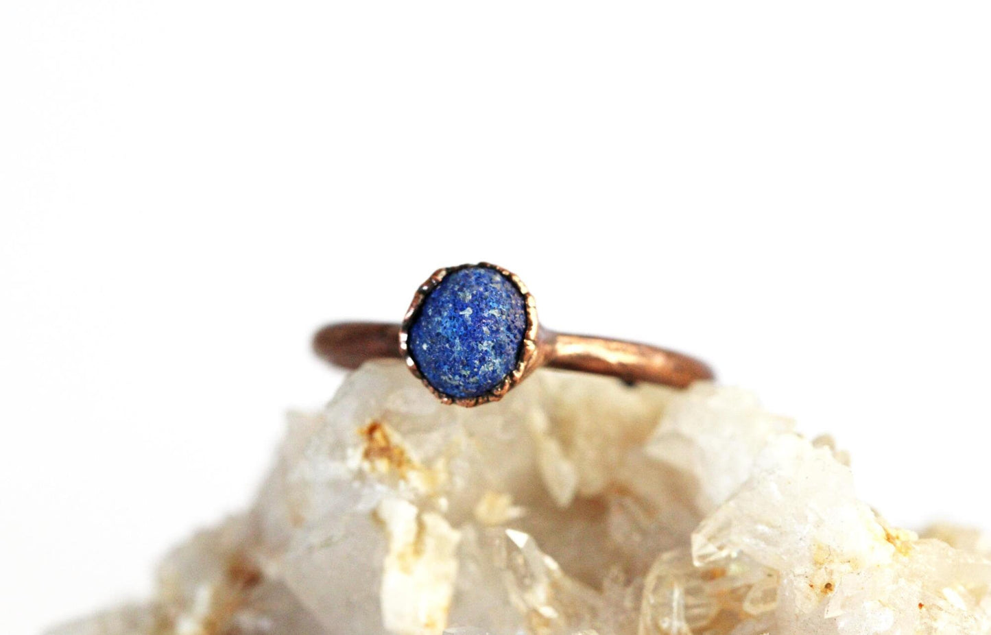 Raw Azurite Ring - Electroformed Jewelry - Gemstone Jewelry