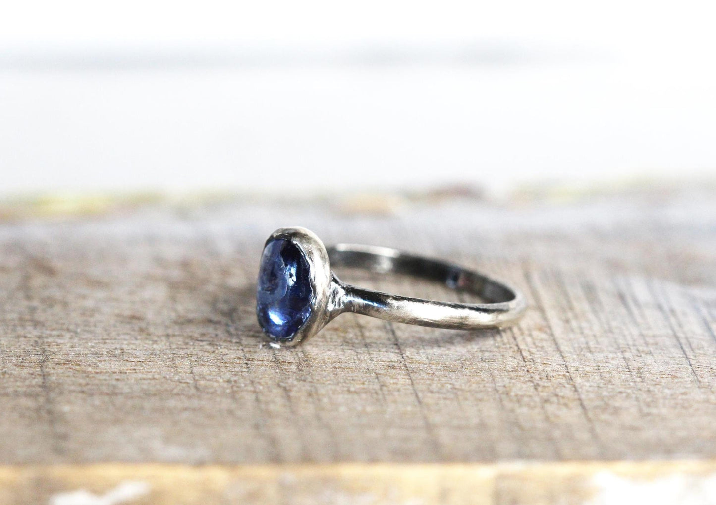 Polished Kyanite Ring - Blue Crystal Jewelry - Electroformed