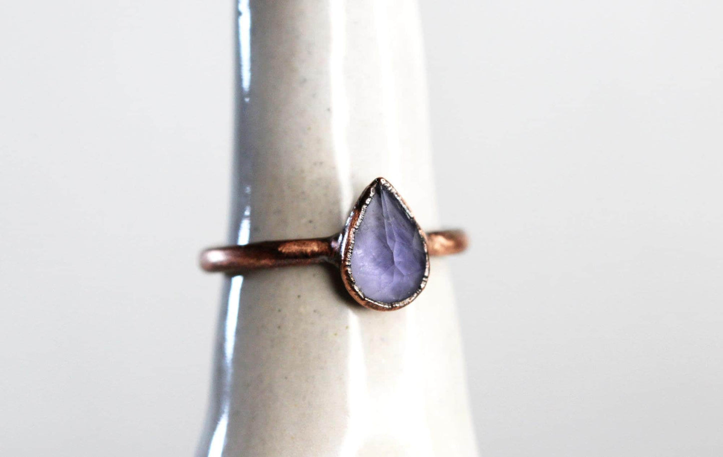 Polished Iolite Ring - Blue Crystal - Faceted Stone Ring