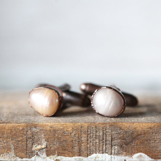 Pearl Cuff Links - Birthstone Cufflinks - June Birthstone - Graduation Gift