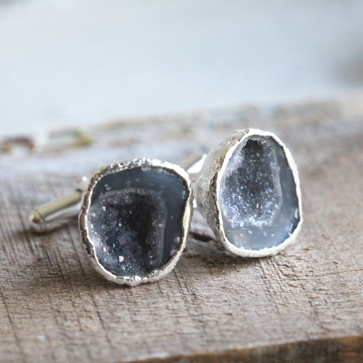 Geode Cuff Links - Amethyst Tobasco Geode - Groomsmen Gift - Raw Crystal Cufflinks
