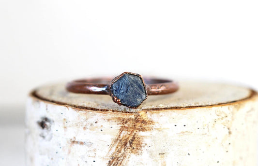 Raw Sapphire Ring - Natural Stone - September Birthstone Jewelry