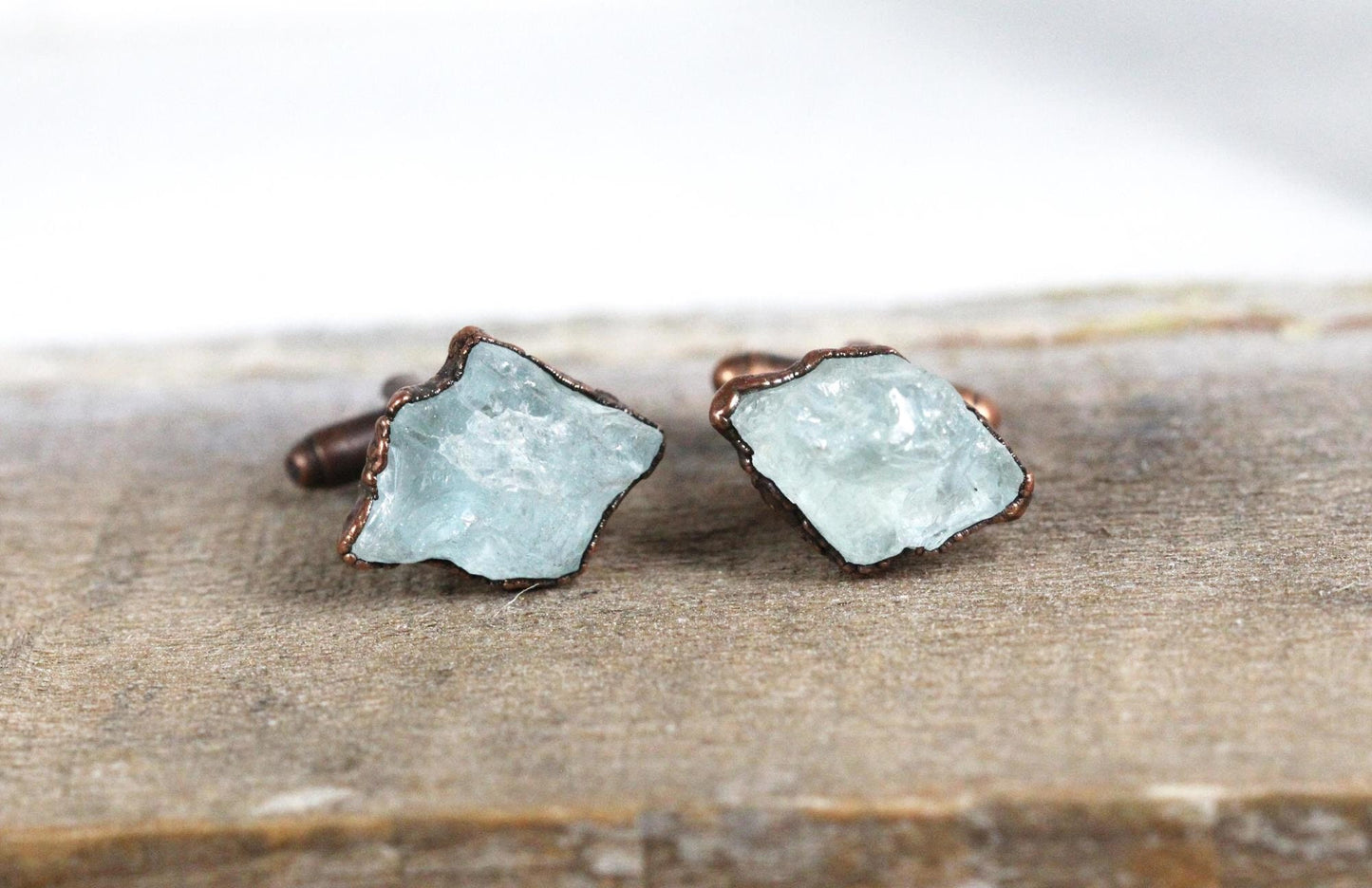 Aquamarine Cuff Links - Birthstone Cufflinks - March Birthstone - Graduation Gift - Crystal Cuff Links