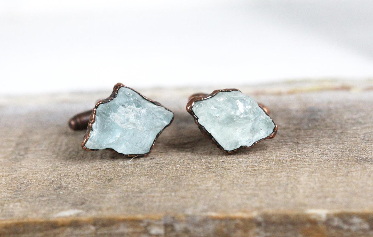 Aquamarine Cuff Links - Birthstone Cufflinks - March Birthstone - Graduation Gift - Crystal Cuff Links