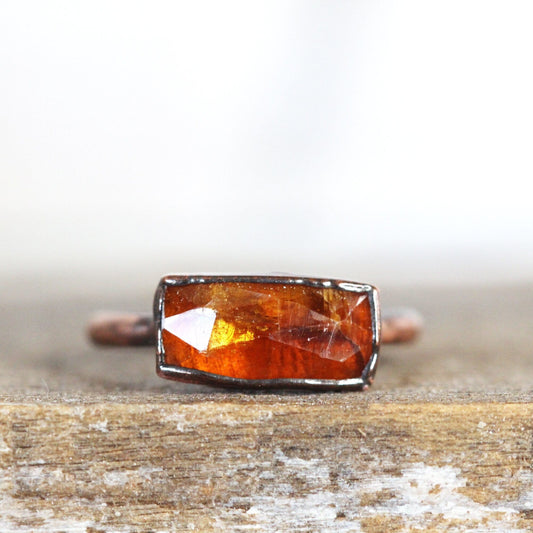 Orange Garnet Ring - Spessartite Ring - January Birthstone Jewelry