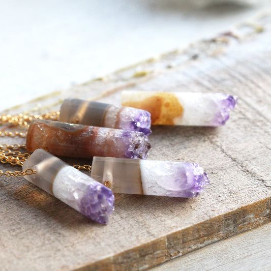 Amethyst Necklace - Purple Crystal Pendant - February Birthstone - Raw Amethyst Pendant